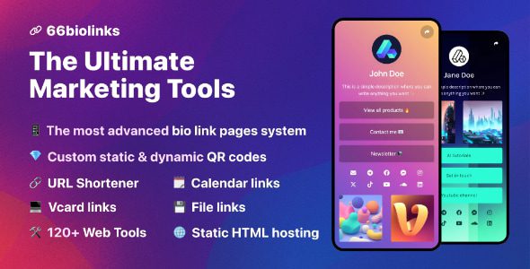 Resource '66biolinks - Bio Links, URL Shortener, QR Codes & Web Tools NULLED Extended'